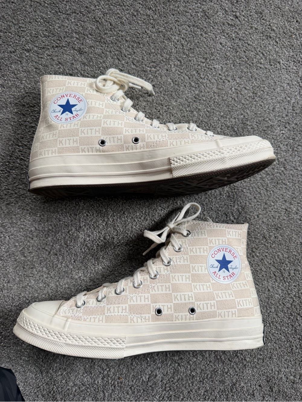 Size 9 Mens/11 Womens Converse Kith x Chuck 70 High Natural Monogram - Picture 3 of 9